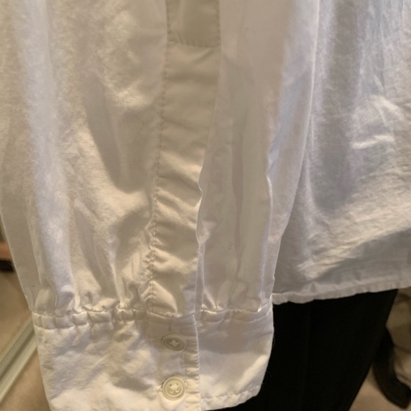 Lands End White Textured Long Sleeve Tuck Blouse - Picture 6 of 6